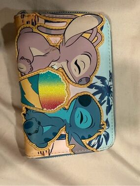 Loungefly Blue & Pink Lilo & Stitch Wallet with Rainbow Accent